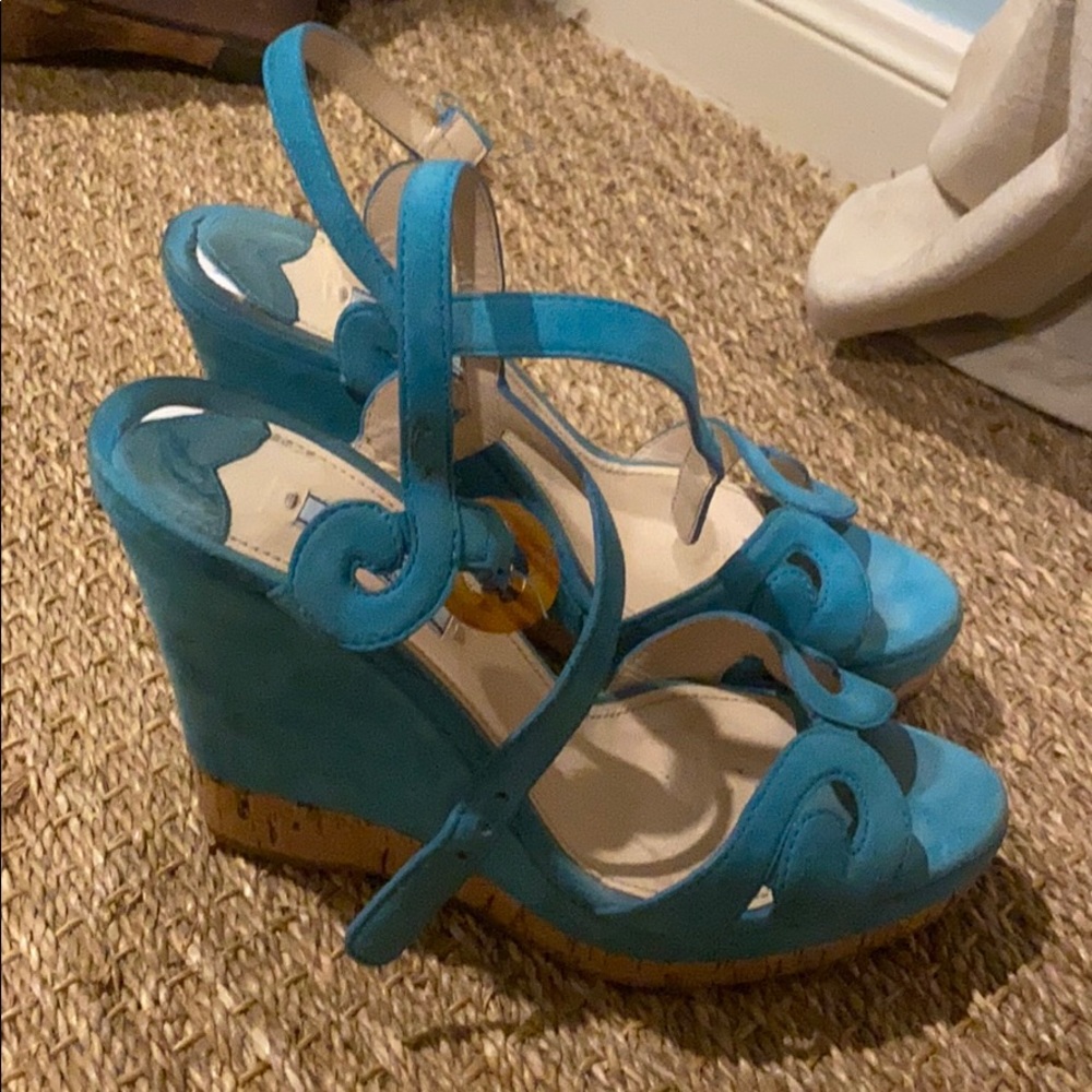 PRADA Aqua/blue wedges - Picture 2 of 4